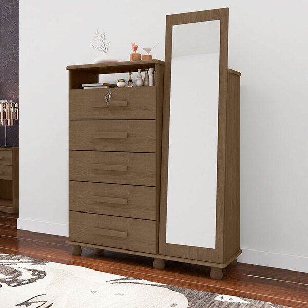 Cômoda Valência 1 Porta E 5 Gavetas – Móveis Lanza - Chocolate