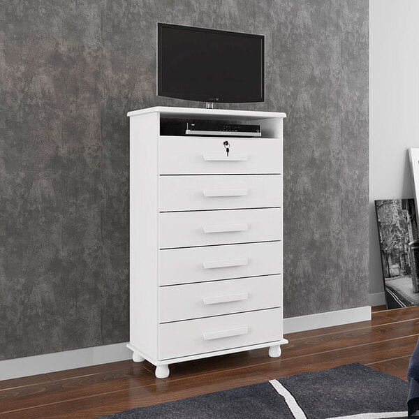 Cômoda Veneza 6 Gavetas – Móveis Lanza - Branco
