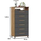 Cômoda Veneza 6 Gavetas Amêndoa Grafite