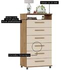 Cômoda Veneza 6 Gavetas Amêndoa Off White