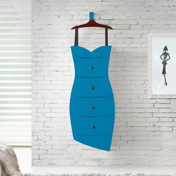 Cômoda Vestido 4 Gavetas Em Madeira Maciça/mdf - Cacau/ Laca