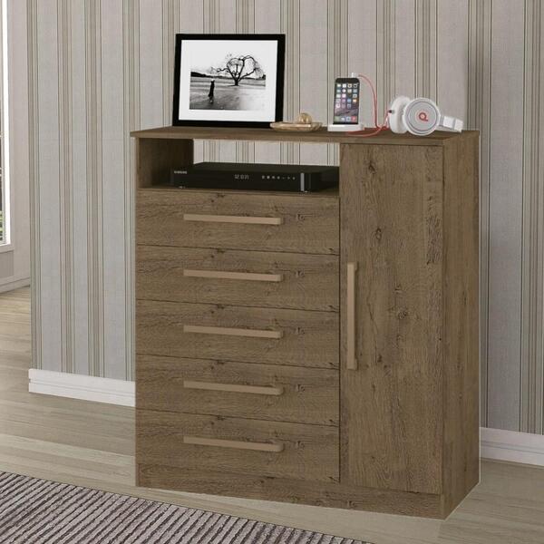 Cômoda Vicenza Gaveteiro Organizador Quarto 1 Porta 5 Gavetas