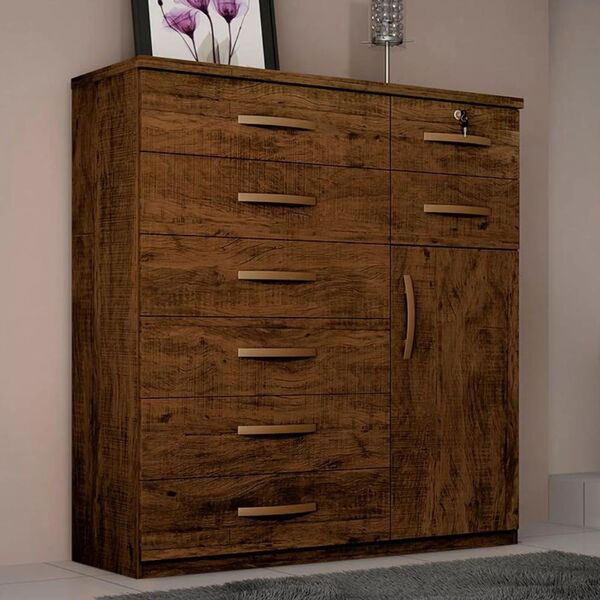 Comoda Vitoria Plus 1 Porta 8 Gavetas Com Chave Benetil Movei