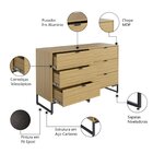 Cômoda Zara 6 Gavetas Yescasa Mel/preto