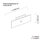 Complemento Central De Painel Tv 32 Polegadas 90x30mm Noce Na