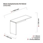 Complemento De Mesa Pé Painel Linha P25 90cm Branco E Preto B