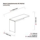 Complemento De Mesa Pé Painel Linha P25 Grafito/cinza