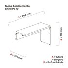 Complemento Para Mesa Para Escritório 90cmx45cm Pe40 Escarlat