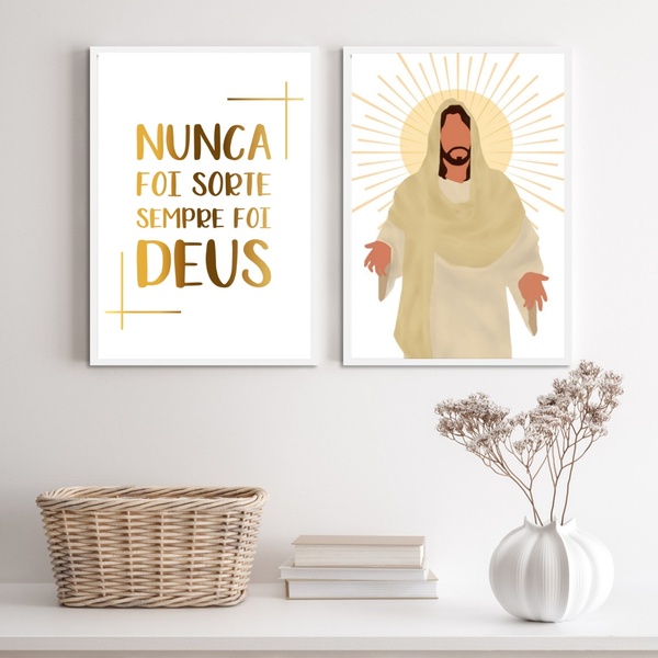 Composição 2 Quadros Evangélicos Sempre Foi Deus 45x34cm - Co