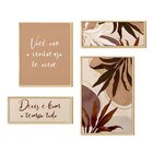Composição 4 Quadros Frases Fé Abstrado Decorativo