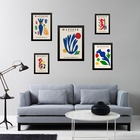 Composição 5 Quadros Abstratos Matisse - Com Vidro Moldura Pr