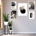 Composição 5 Quadros Abstratos Versáteis - Com Vidro Moldura: