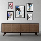 Composição 5 Quadros Aquarela Futebol Moldura:madeira Branca