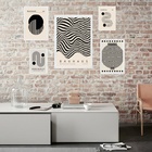 Composição 5 Quadros Bauhaus Preto E Branco - Com Vidro Moldu