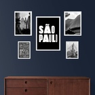 Composição 5 Quadros Cidade De São Paulo Moldura Branca