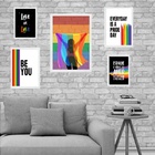 Composição 5 Quadros Lgbt - Bandeira Moldura:madeira Preta
