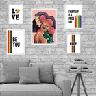 Composição 5 Quadros Lgbt - Lésbicas Moldura:madeira Branca