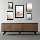 Composição 5 Quadros Praia Soft - Bicicleta Moldura:madeira B