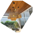 Composição 6 Luminárias Cúpula Pendente Rústica Palha Boho