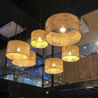 Composição 6 Luminárias Cúpula Pendente Rústica Palha Boho