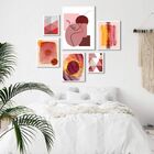 Composição 6 Quadros Abstratos Cores Quentes - Com Vidro Mold