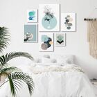 Composição 6 Quadros Abstratos Suaves Verde Água Moldura:made