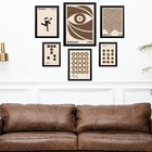 Composição 6 Quadros Bauhaus Marrom E Bege - Com Vidro Moldur