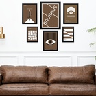 Composição 6 Quadros Bauhaus Marrom E Branco Moldura Preta