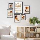 Composição 6 Quadros Cafés - Make Coffee - Com Vidro Moldura
