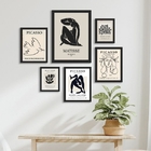 Composição 6 Quadros Cinza Preto - Matisse Picasso - Com Vidr