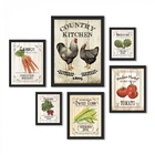 Composição 6 Quadros Country Kitchen - Com Vidro Moldura Bran