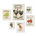 Composição 6 Quadros Country Kitchen Moldura Branca
