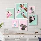 Composição 6 Quadros Decorativos Divertidos Bichinhos Chiclet