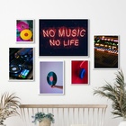 Composição 6 Quadros Dj- No Music No Life Moldura:madeira Pre