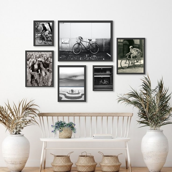 Composição 6 Quadros Fotografias De Bicicleta - Com Vidro Mol