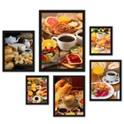 Composição 6 Quadros Fotos Café Da Manhã Moldura Preta