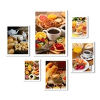 Composição 6 Quadros Fotos Café Da Manhã Moldura Preta