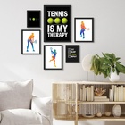 Composição 6 Quadros Jogadoras De Tênis Frases - Com Vidro Mo