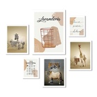 Composição 6 Quadros Lavandería - Animais - Com Vidro Moldura