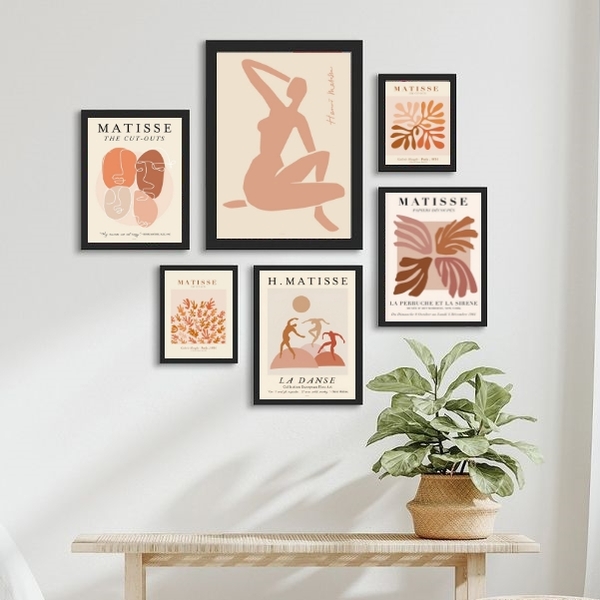 Composição 6 Quadros Matisse - Marrons Moldura:madeira Branca