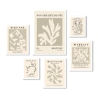 Composição 6 Quadros Matisse Paleta Bege Moldura Preta