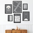 Composição 6 Quadros Modernos Bauhaus Cinza E Branco Moldura