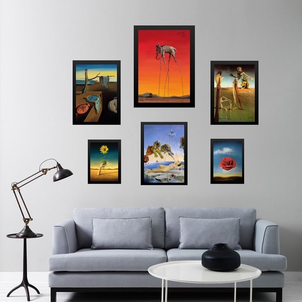 Composição 6 Quadros Obras De Salvador Dalí Moldura:madeira B