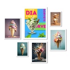 Composição 6 Quadros Para Sorveteria - Com Vidro Moldura Bran