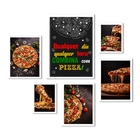 Composição 6 Quadros Pizzaria - Fotos E Frase Moldura Branca