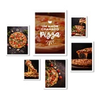 Composição 6 Quadros Pizzaria - Fotos Pizza Moldura Branca