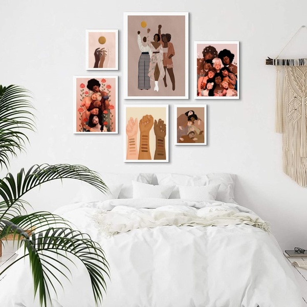 Composição 6 Quadros Viva A Diversidade Racial - Com Vidro Mo