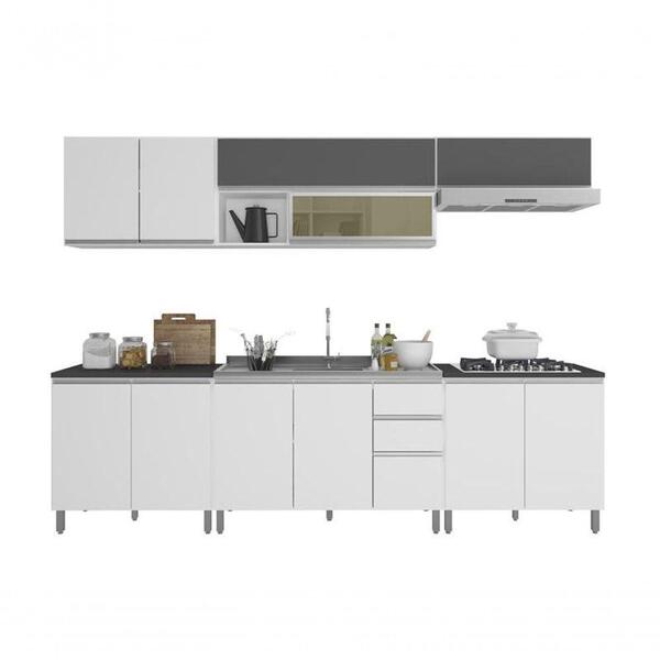 Composição Cozinha Factual 06 Peças Pia Branco/prata