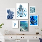 Composição Quadros Decorativos Iemanjá azul Moldura:madeira P