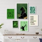 Composição Quadros Decorativos Oxóssi verde - Com Vidro Moldu